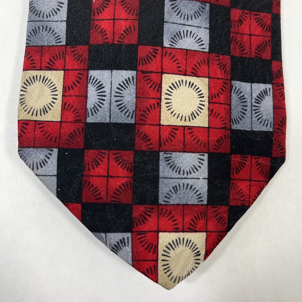 J Blades and Co Mens Tie  4 in W x L 63 in Silk Red Black Silver Blue